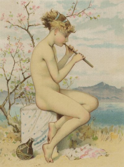 Fille jouant de la flûte à bec - English School