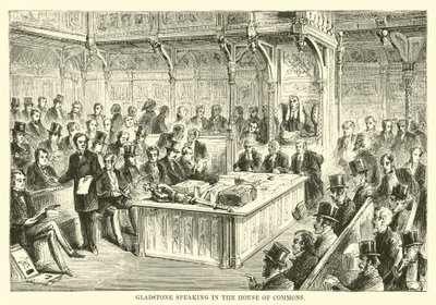 Gladstone parlant à la Chambre des communes - English School