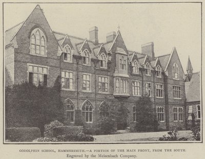 Godolphin School, Hammersmith, une partie de la façade principale, vue du sud (gravure) - English School