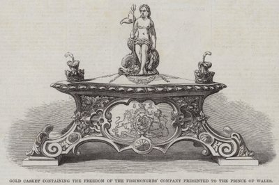 Coffret en or contenant la liberté de la compagnie des poissonniers présenté au prince de Galles - English School