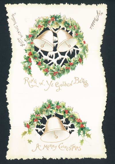 Cloches dorées, Carte de Noël - English School