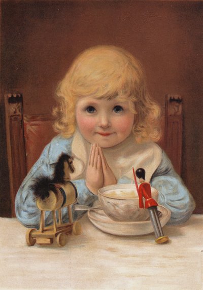 La grâce avant le repas (chromolitho) - English School