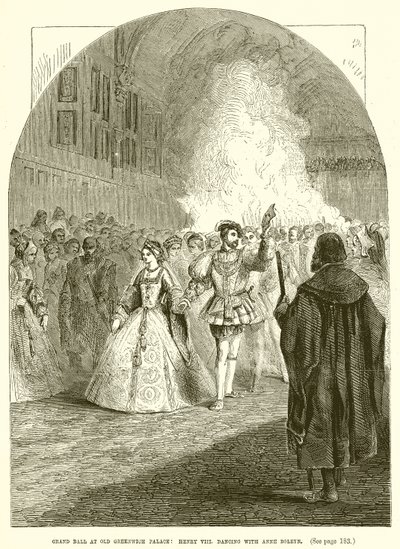 Grand bal au palais de Greenwich : Henri VIII dansant avec Anne Boleyn - English School