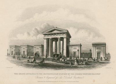Grande entrée de la gare métropolitaine du chemin de fer du Nord-Ouest, Londres - English School