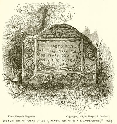 Tombe de Thomas Clark, second du Mayflower, 1627 - English School