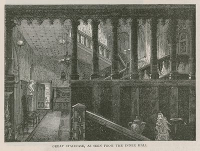Grand escalier vu depuis le hall intérieur, Holland House - English School