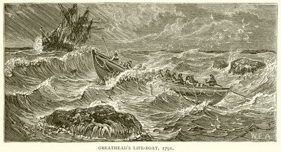 Le bateau de sauvetage de Greathead, 1791 - English School