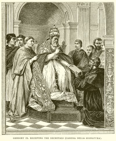 Grégoire IX recevant les Décrétales (Camera Della Segnatura) - English School