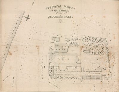 Plan du jardin de Vauxhall, Londres - English School