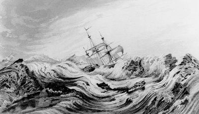 HMS Dorothea commandé par David Buchan poussé dans la glace arctique - English School