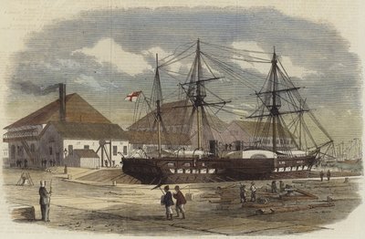 HMS Leopard en cale sèche à Shanghai - English School
