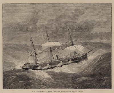 Le navire-tourelle HM "Captain" dans une tempête pendant la récente croisière - English School