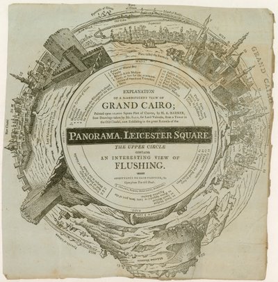 Vue du Grand Caire, peinte sur 10 000 pieds carrés de toile, Panorama, Leicester Square, Londres par H. A. Barker - English School