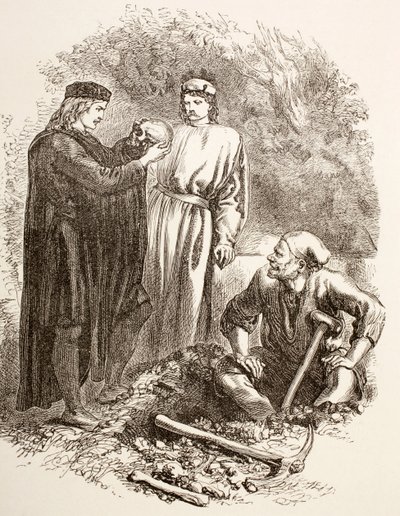 Hamlet tient le crâne de Yorick, illustration de l