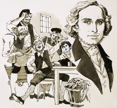 Hans Christian Andersen divertit ses camarades apprentis en chantant - English School