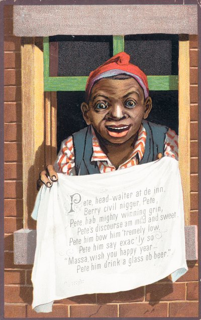 Homme noir heureux regardant par la fenêtre - English School