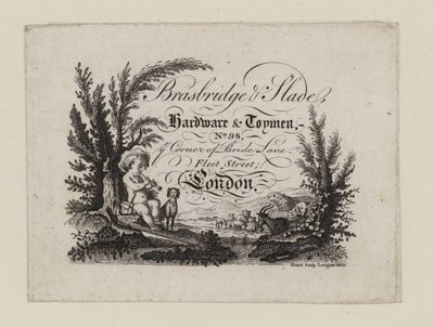 Quincaillerie et marchand de jouets, Brasbridge et Slade, carte de visite - English School