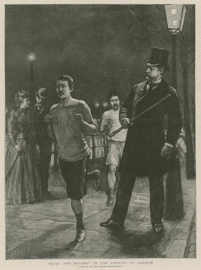 Lièvre et chiens dans les rues de Londres - English School