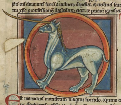 Harley 4751, f.15 Monocéros avec une grande corne, tiré d