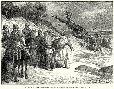 Harold fait prisonnier par le comte de Ponthieu (gravure) - English School