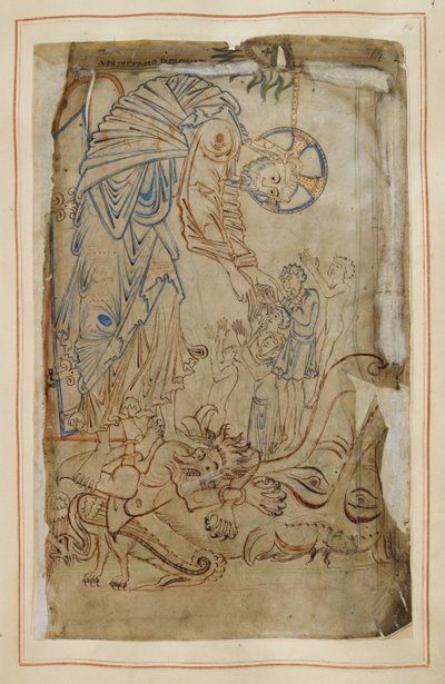 Descente aux enfers, du "Tiberius Psalter", Cotton MS Tiberius C VI, f.14 , c.1050 - English School