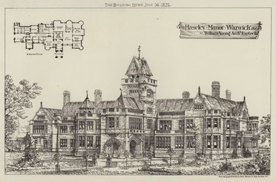 Manoir de Haseley, Warwick (gravure) - English School