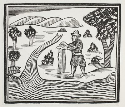 Il tient un registre du temps et des événements, illustration de Chap-books du XVIIIe siècle par John Ashton, pub. 1882 - English School