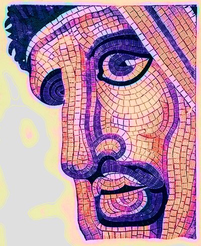 Tête en mosaïque, de La Bataille d