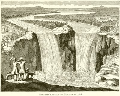 Croquis de Hennepin de Niagara en 1678 - English School