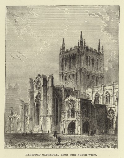 Cathédrale de Hereford, vue du nord-ouest - English School
