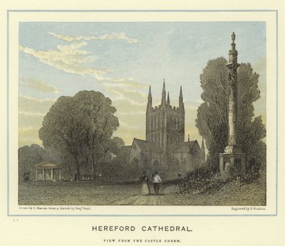 Cathédrale de Hereford, vue depuis Castle Green - English School