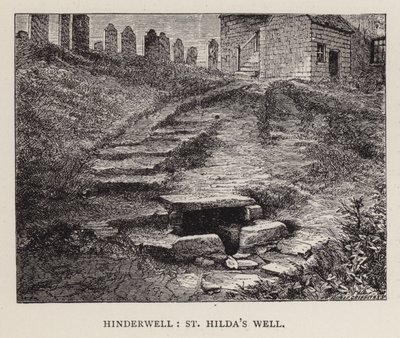 Hinderwell, le puits de Sainte Hilda (gravure) - English School
