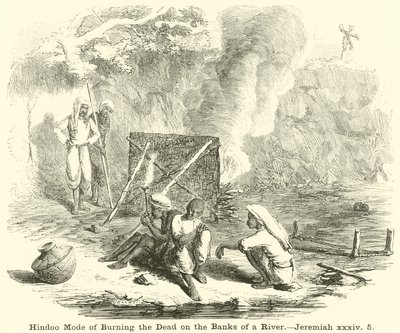 Mode hindou de brûler les morts sur les rives d