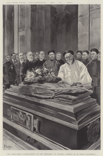 Son Excellence Li-Hung-Chang au monument du général Gordon dans la cathédrale Saint-Paul (lithographie) - English School