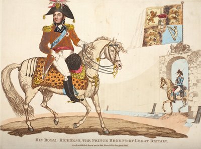 Son Altesse Royale, le Prince Régent de Grande-Bretagne, publié par Richard Evans, gravé par Romney, illustration de An Historical Account of the Battle of Waterloo par William Mudford, 1816 - English School