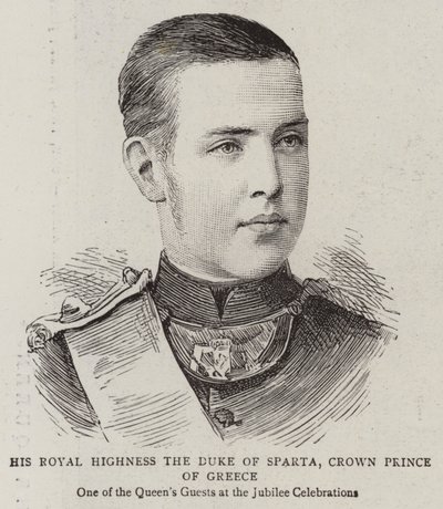 Son Altesse Royale le duc de Sparte, prince héritier de Grèce (gravure) - English School