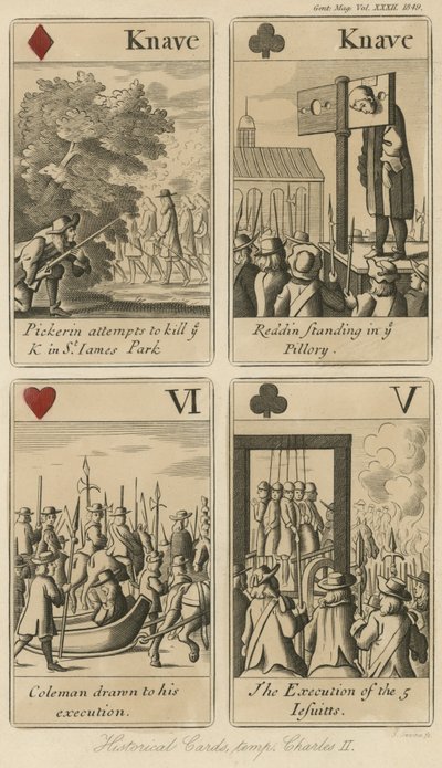 Cartes à jouer historiques racontant l