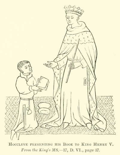 Hoccleve présentant son livre au roi Henri V - English School