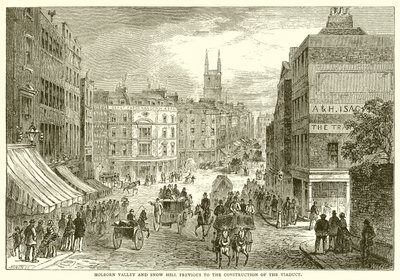 Holborn Valley et Snow Hill avant la construction du viaduc - English School
