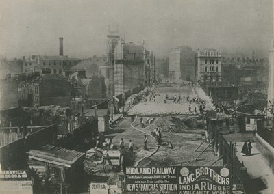 Viaduc de Holborn en construction en 1869 - English School