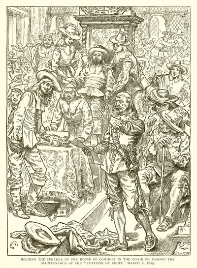Maintien du président de la Chambre des communes dans son fauteuil lors du passage de la pétition de droit, 2 mars 1629 - English School