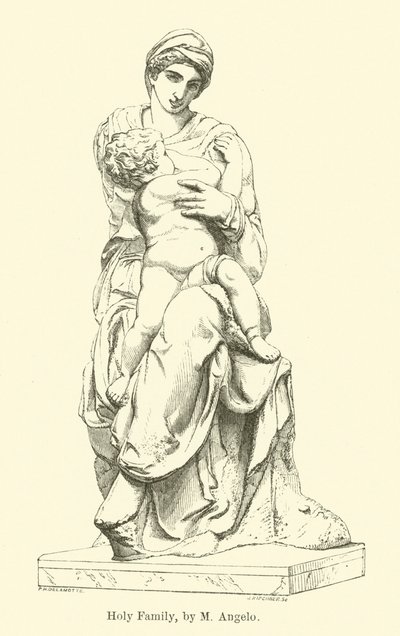 Sainte Famille, par M. Angelo (gravure) - English School