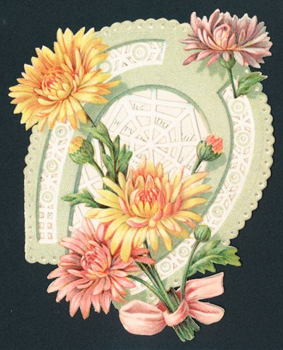 Fer à cheval et fleurs, carte - English School
