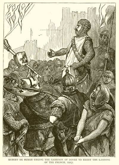Hubert de Burgh exhortant la garnison de Douvres à résister au débarquement des Français, 1217 - English School