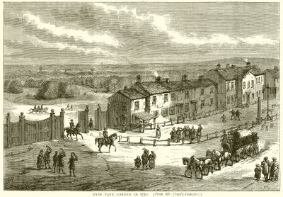 Hyde Park Corner en 1750 - English School