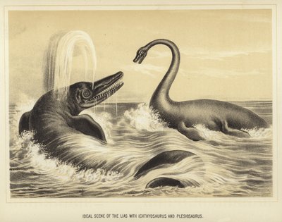 Scène idéale du Lias avec Ichthyosaure et Plésiosaure - English School