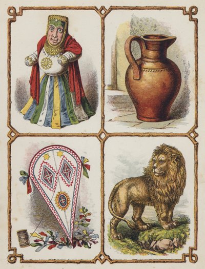 Idole, Cruche, Cerf-volant, Lion (lithographie en couleur) - English School