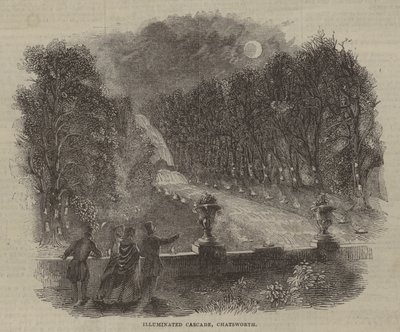 Cascade illuminée, Chatsworth - English School