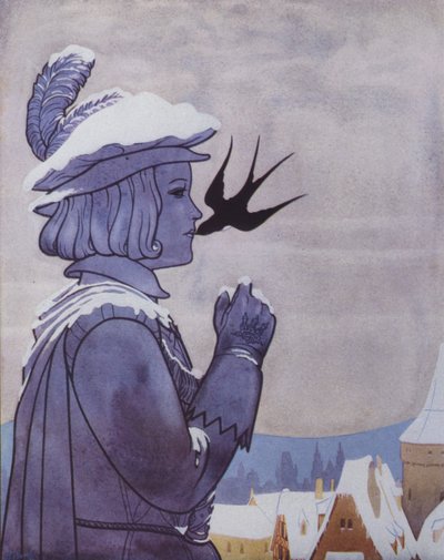 Illustration pour Le Prince Heureux par Oscar Wilde (lithographie en couleur) - English School