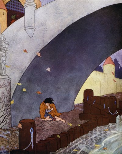 Illustration pour Le Prince Heureux par Oscar Wilde (lithographie en couleur) - English School